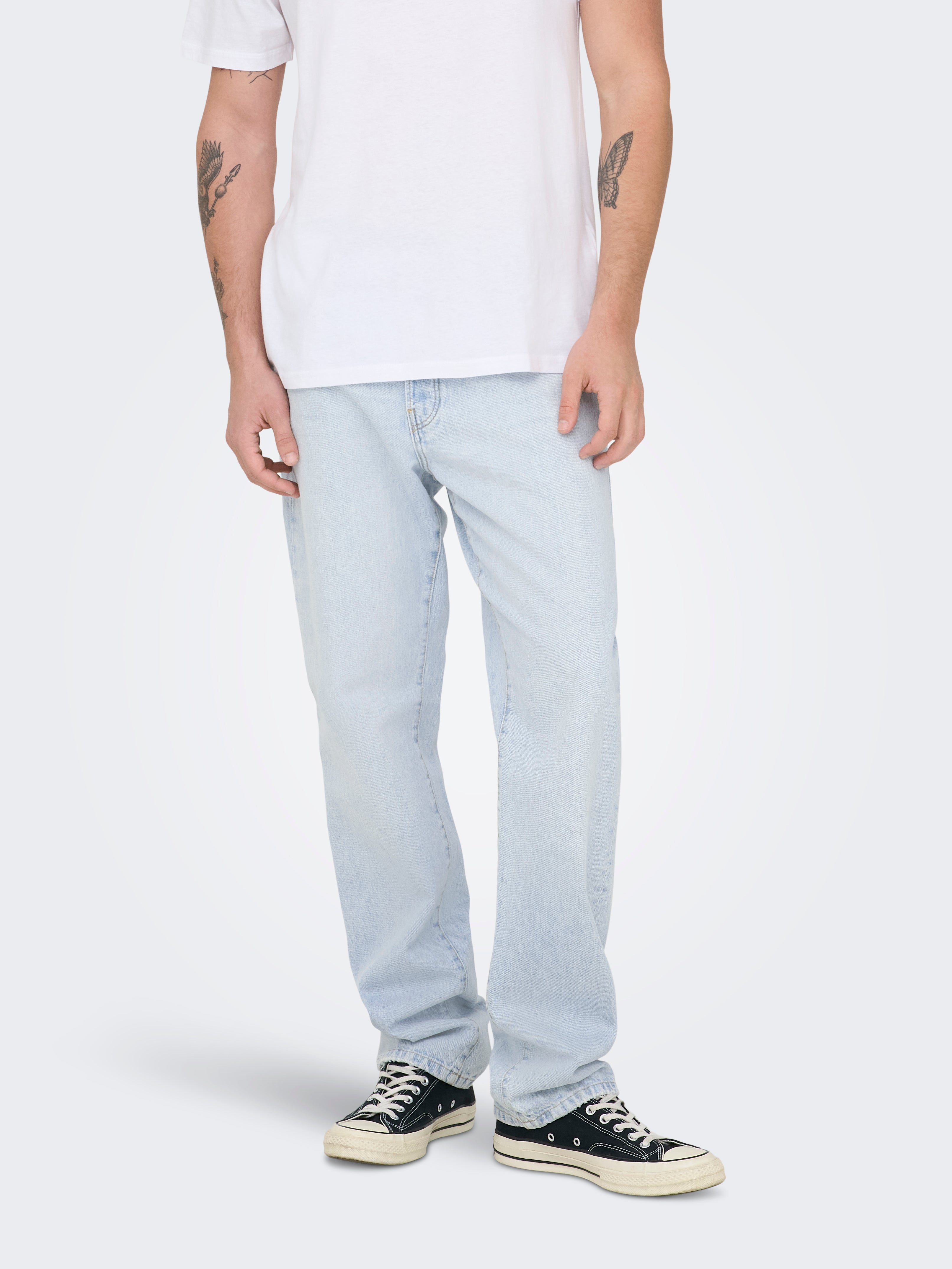 ONSEDGE Mid Rise Gerade geschnitten Jeans | Hellblau | ONLY & SONS®