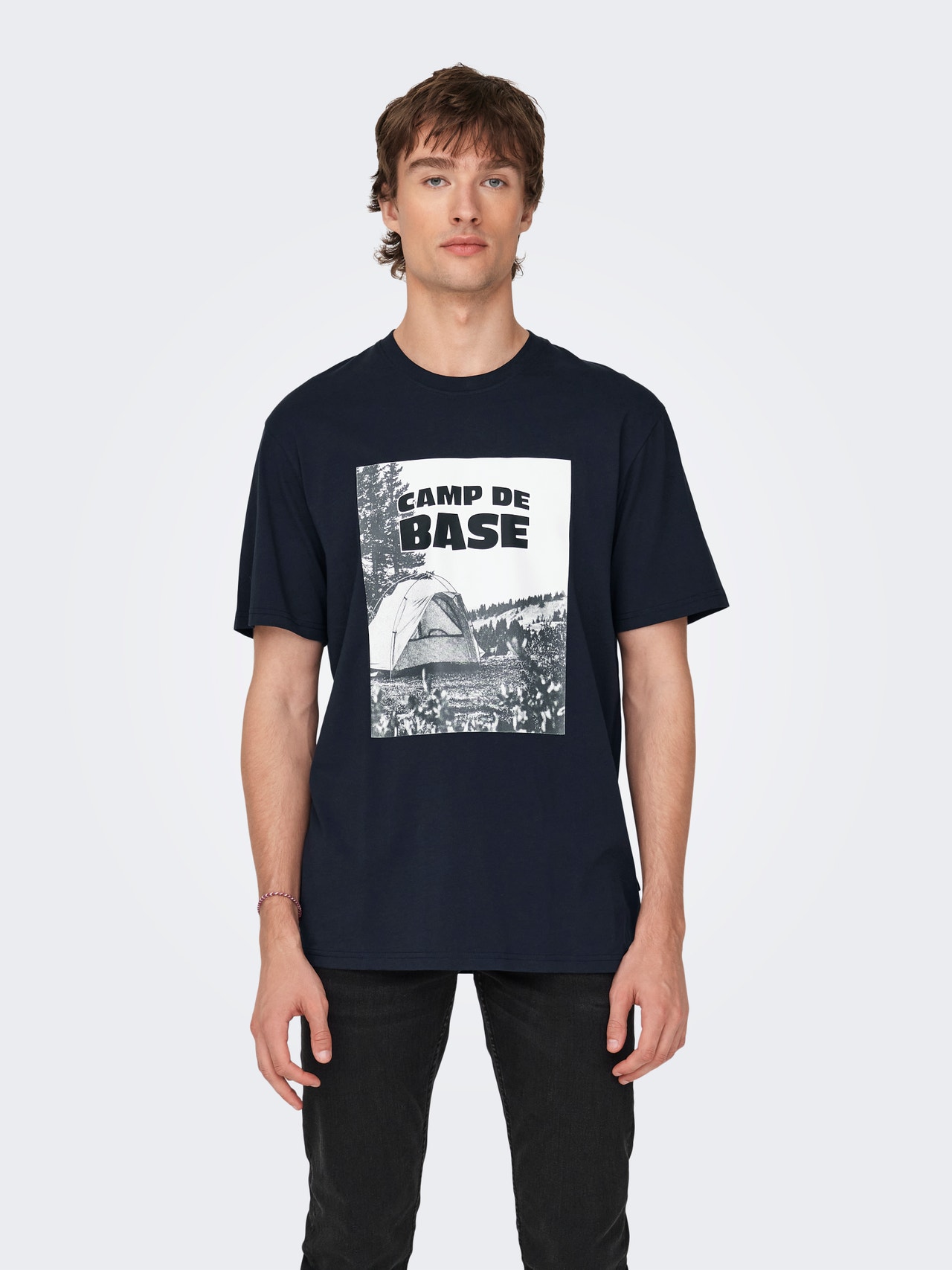 ONLY & SONS Normal geschnitten Rundhals T-Shirt -Dark Navy - 22027005