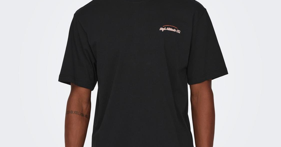 Relaxed Fit Box T-Shirt ONLY & sleeves | SONS® Black O-Neck 