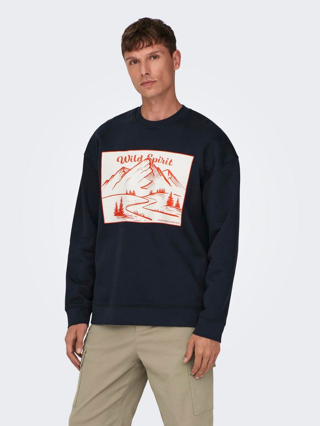 ONLY & SONS Relaxed Fit O-Neck Dropped shoulders Sweatshirt - 22027043