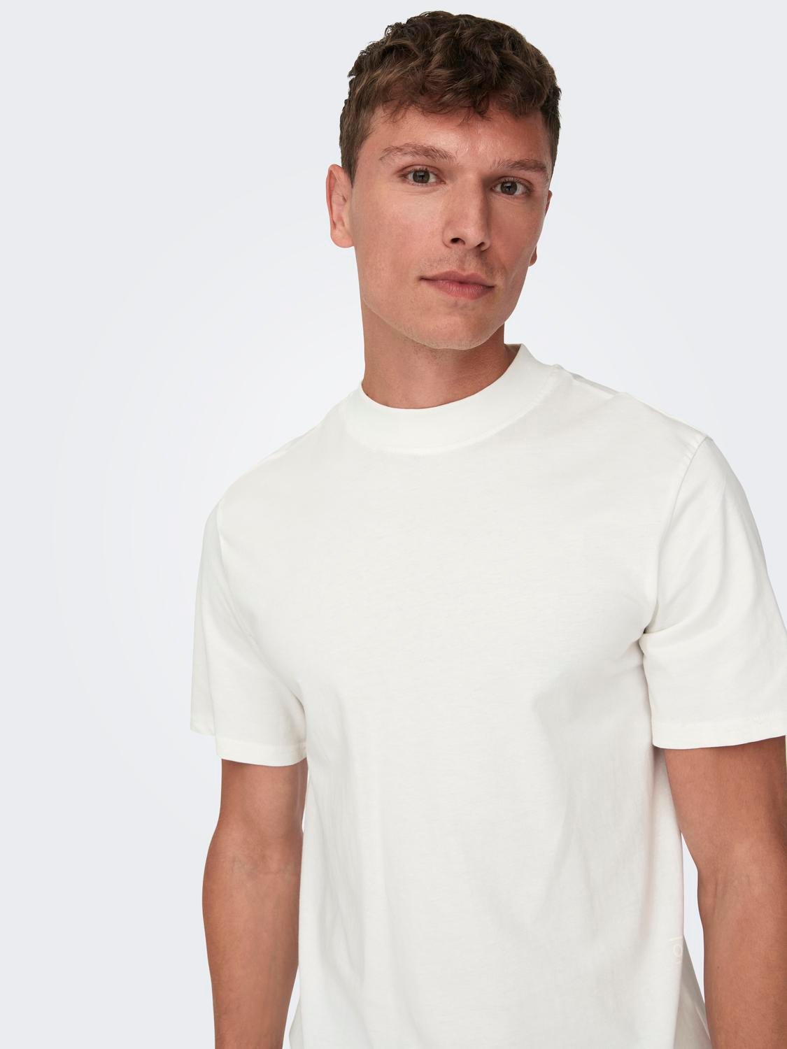 ONLY & SONS Normal passform O-ringning T-shirt -Cloud Dancer - 22027086