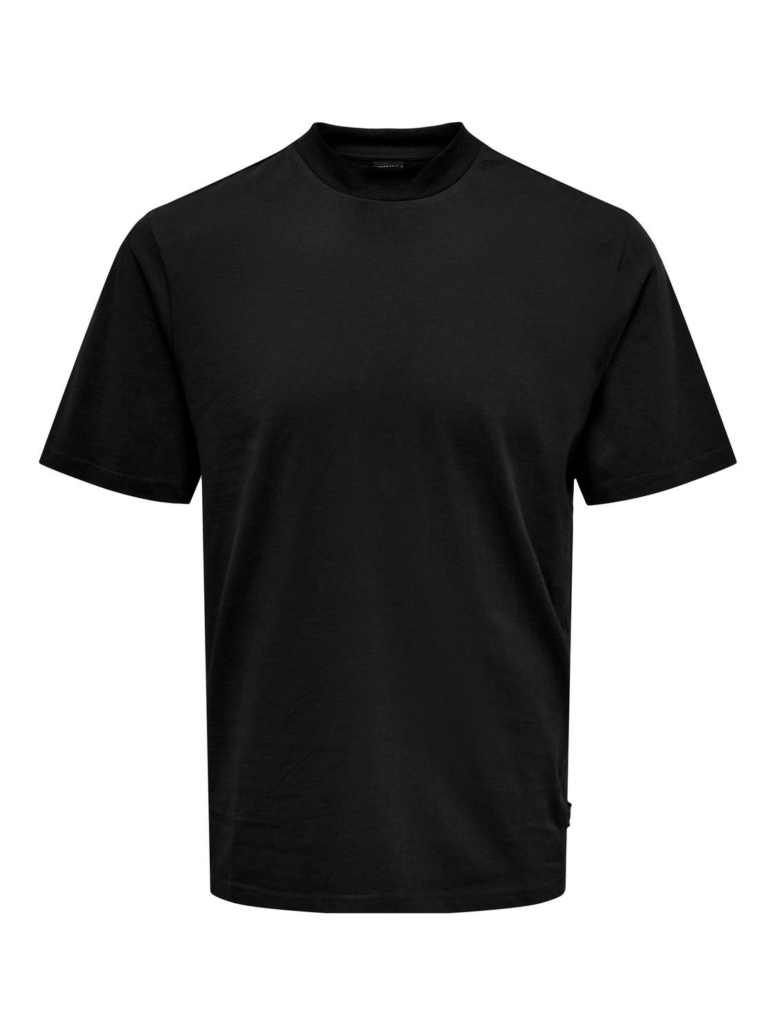 ONLY & SONS Regular Fit Round Neck T-Shirt -Black - 22027086