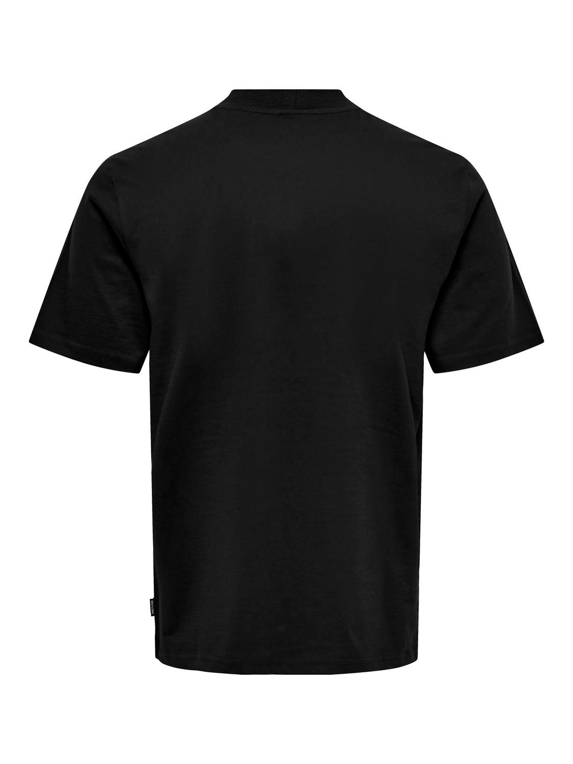 ONLY & SONS Regular Fit Round Neck T-Shirt -Black - 22027086