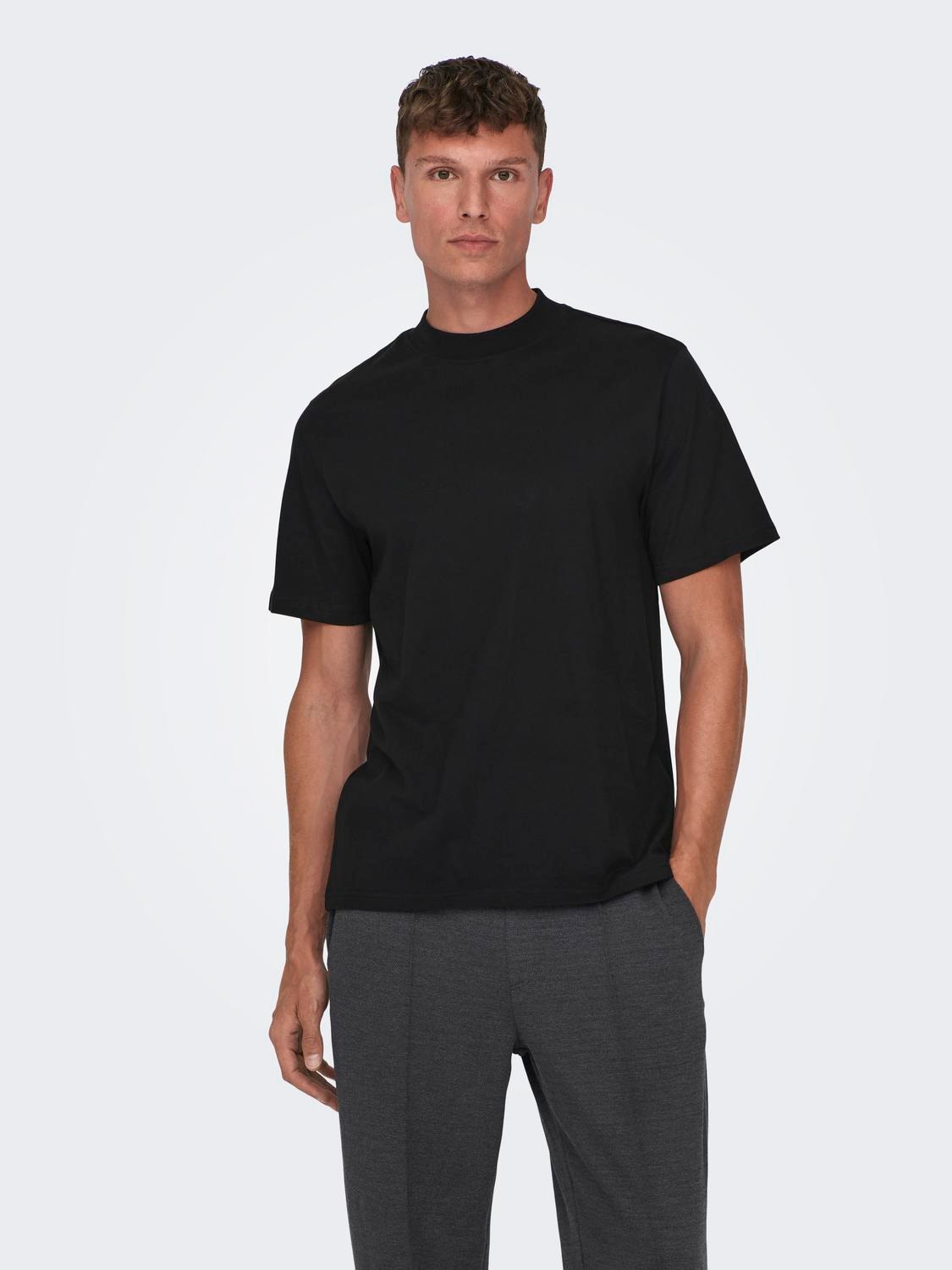 ONLY & SONS Regular Fit O-hals T-skjorte -Black - 22027086