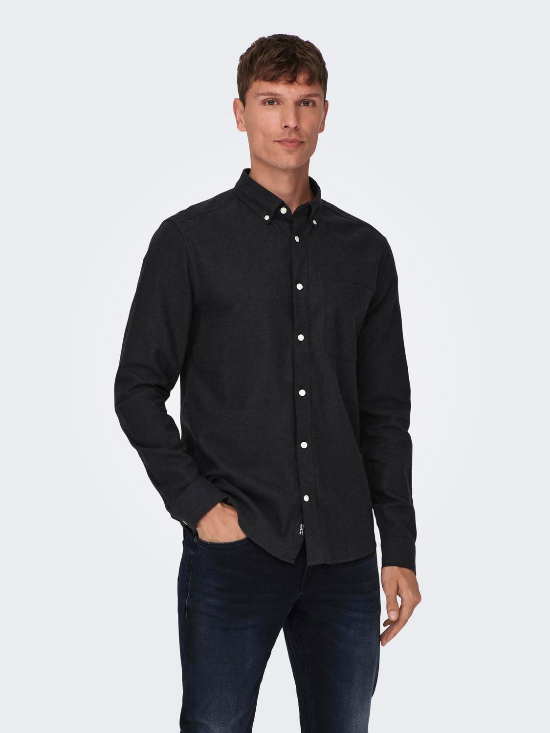 ONLY & SONS Slim fit Overhemd kraag Overhemd -Black - 22027307
