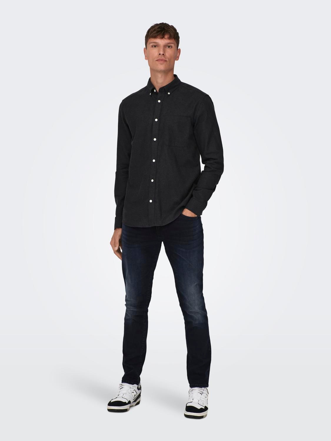 ONLY & SONS Slim fit Overhemd kraag Overhemd -Black - 22027307