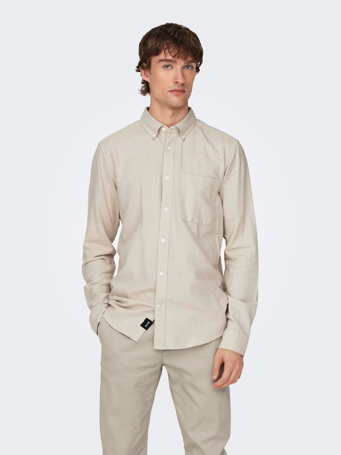 ONLY & SONS Slim Fit Skjortkrage Skjorta -Silver Lining - 22027307