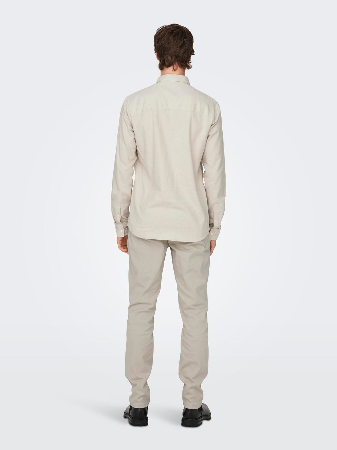 ONLY & SONS Slim Fit Skjortekrage Skjorte -Silver Lining - 22027307