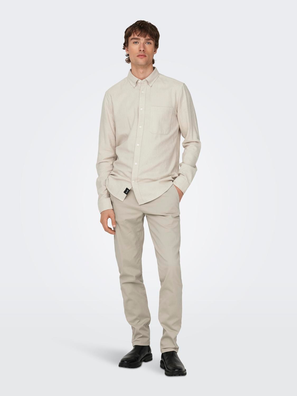 ONLY & SONS Slim Fit Shirt collar Shirt -Silver Lining - 22027307