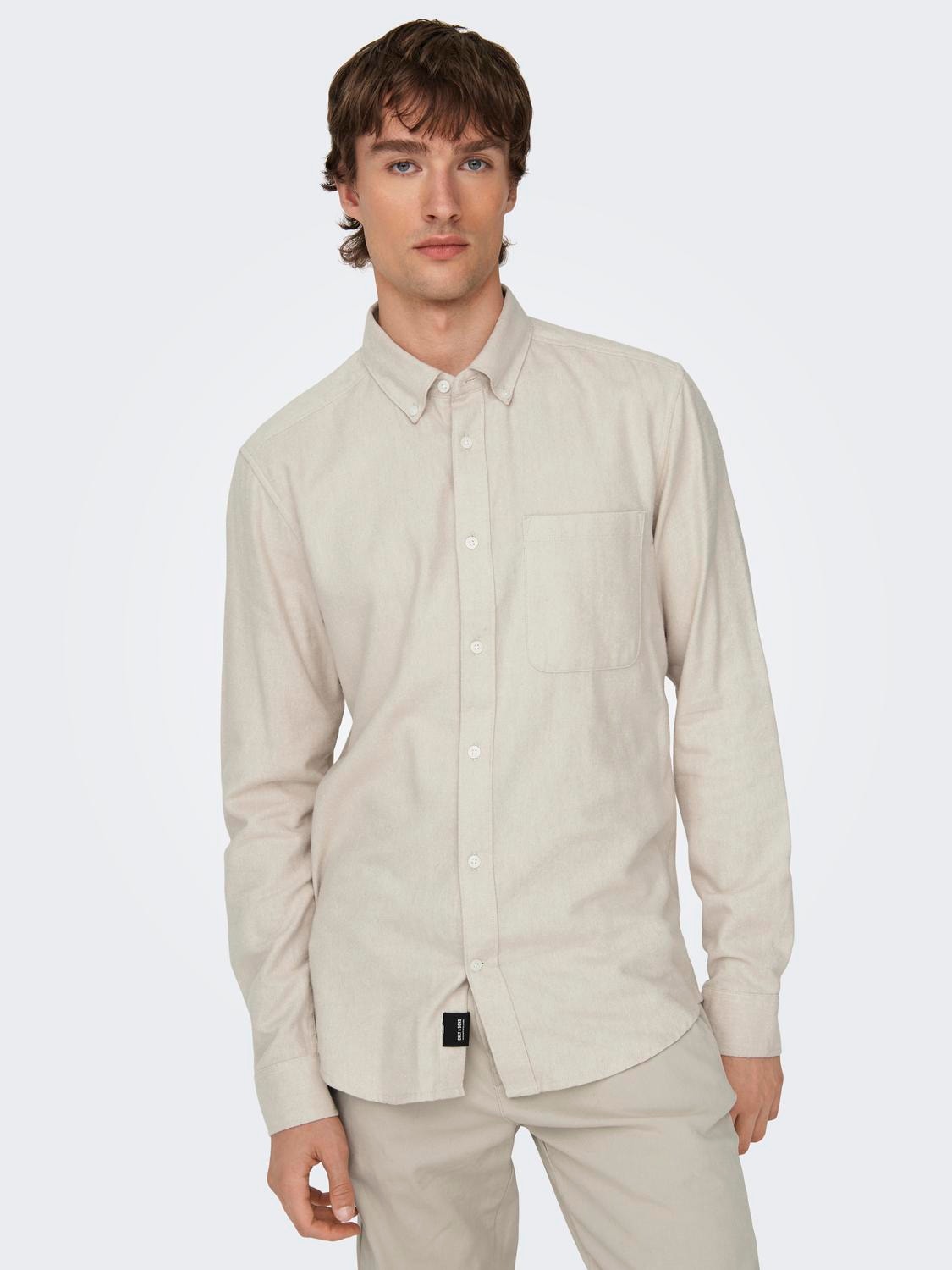 ONLY & SONS Slim Fit Shirt collar Shirt -Silver Lining - 22027307
