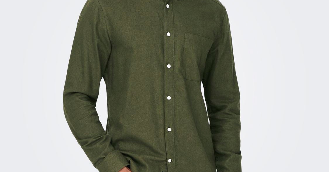 Chemises Slim Fit Col chemise, Dark Green