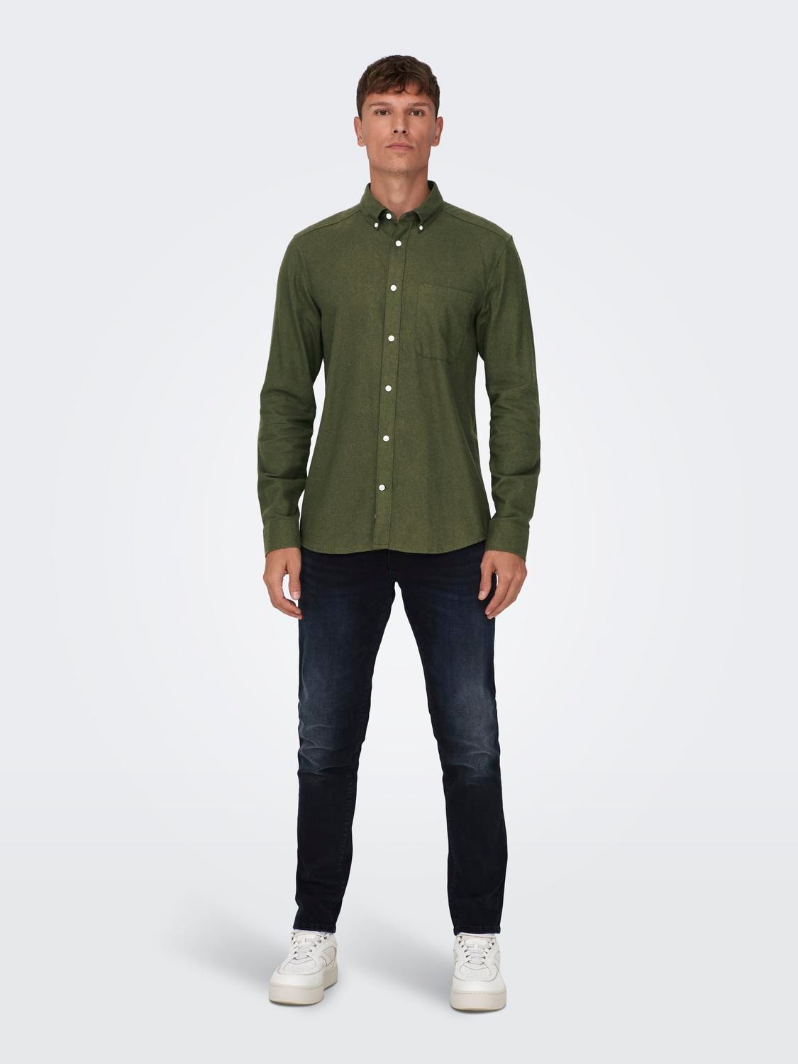 ONLY & SONS Chemises Slim Fit Col chemise -Forest Night - 22027307