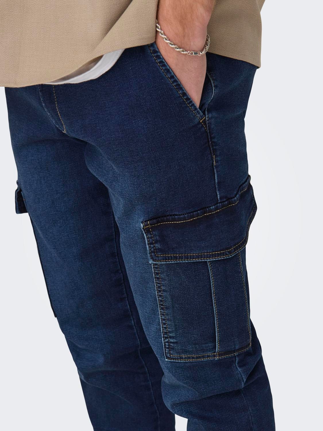 ONLY & SONS Normal passform Medelhög midja Jeans -Dark Blue Denim - 22027403