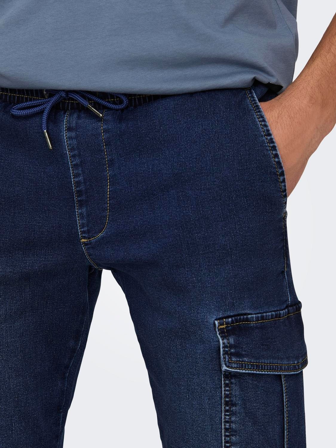 ONLY & SONS Normal passform Medelhög midja Jeans -Dark Blue Denim - 22027403