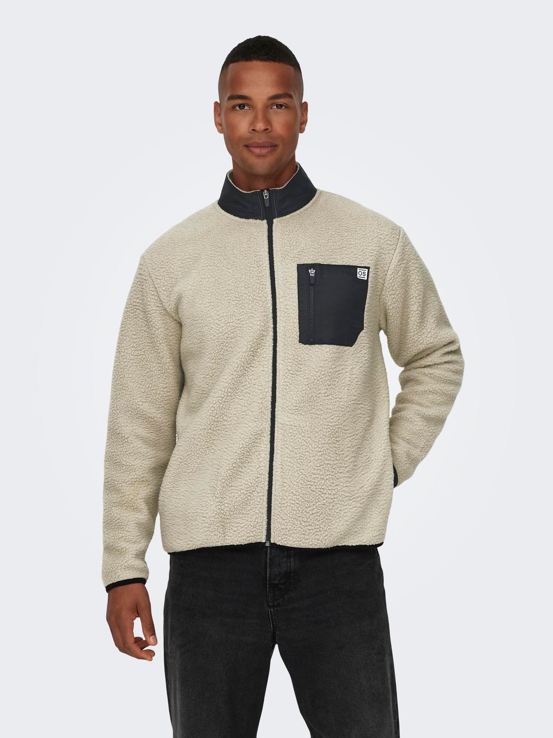 ONLY & SONS Regular Fit High neck Sweatshirt -Silver Lining - 22027414