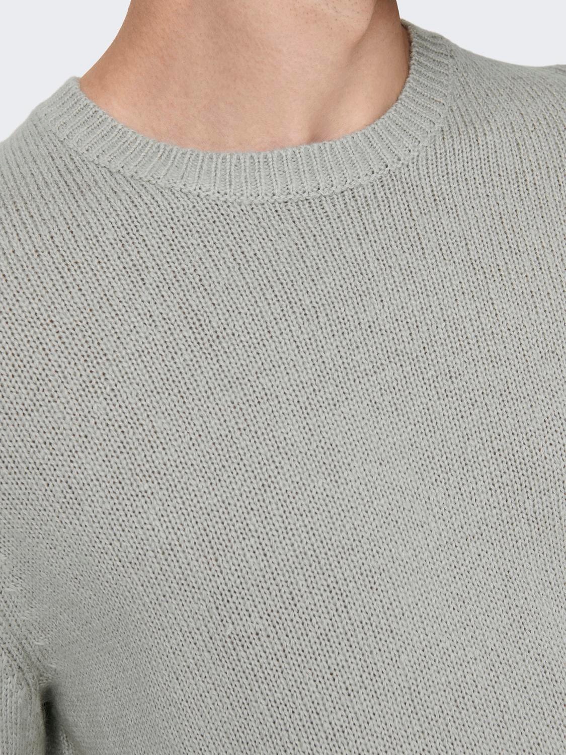 ONLY & SONS Round Neck Pullover -Mirage Gray - 22027486