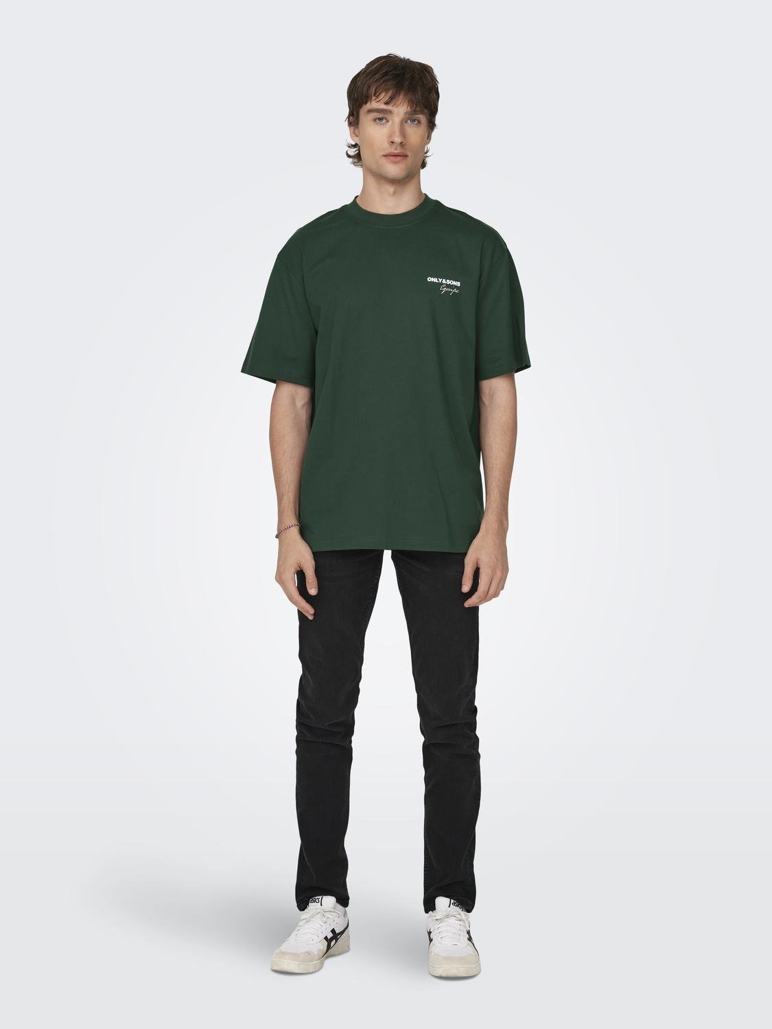 ONLY & SONS Avslappnad O-ringning T-shirt -Darkest Spruce - 22027495