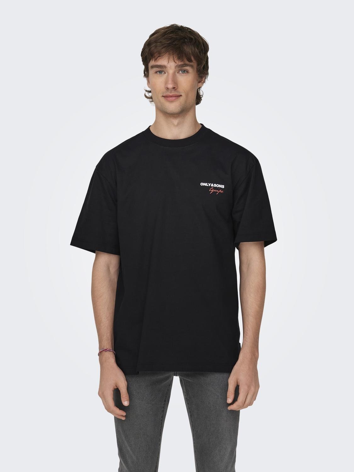 ONLY & SONS Locker geschnitten Rundhals T-Shirt -Black - 22027495