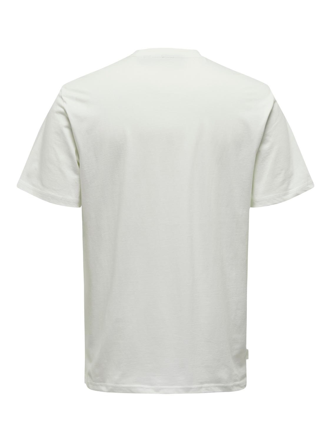 ONLY & SONS Regular Fit Round Neck T-Shirt -Cloud Dancer - 22027521