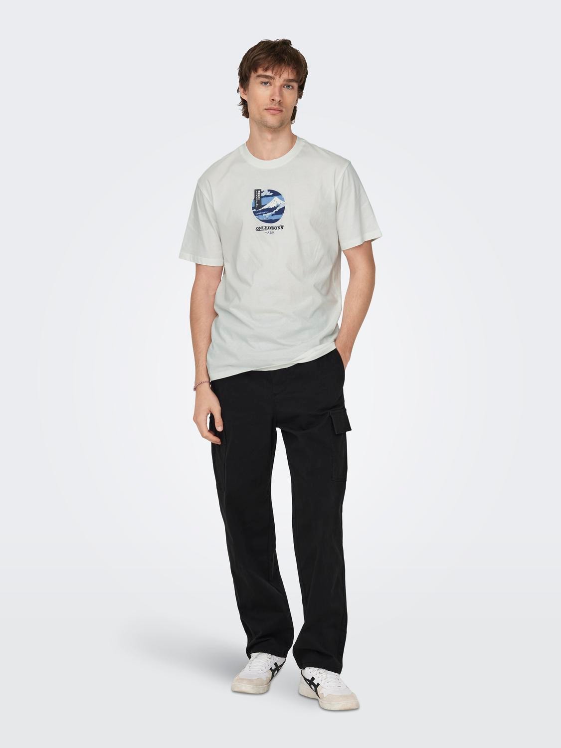 ONLY & SONS Normal passform O-ringning T-shirt -Cloud Dancer - 22027521