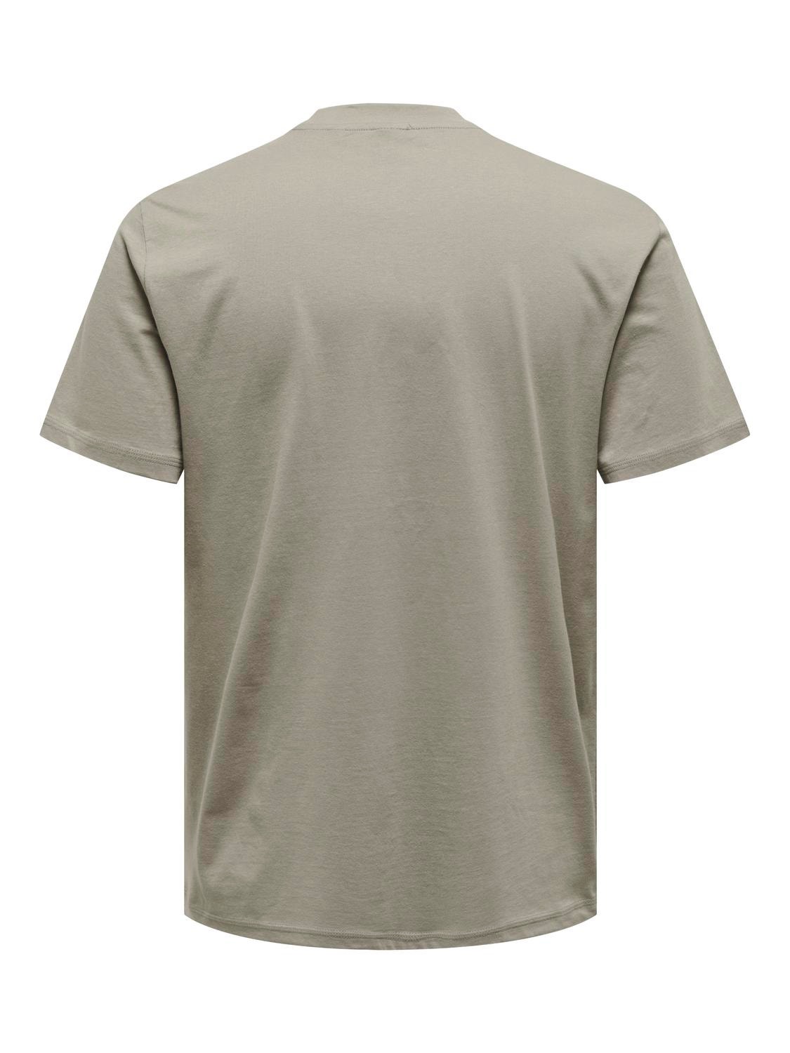 ONLY & SONS Normal geschnitten Rundhals T-Shirt -Vintage Khaki - 22027521