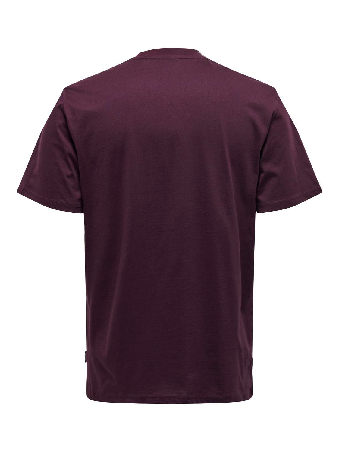 ONLY & SONS Regular Fit Round Neck T-Shirt -Winetasting - 22027521
