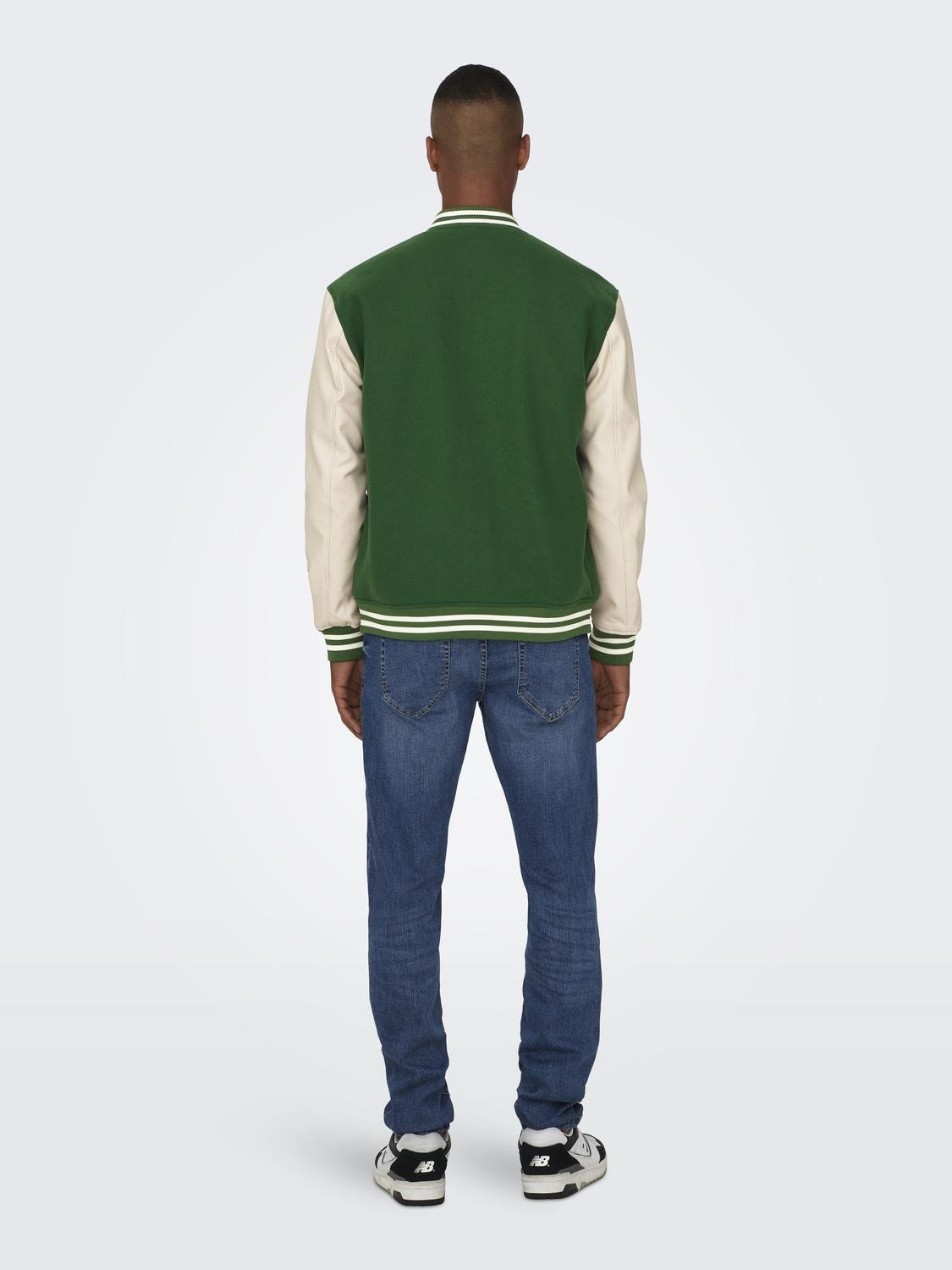 ONLY & SONS Bomber jacket with print -Dark Green - 22027533