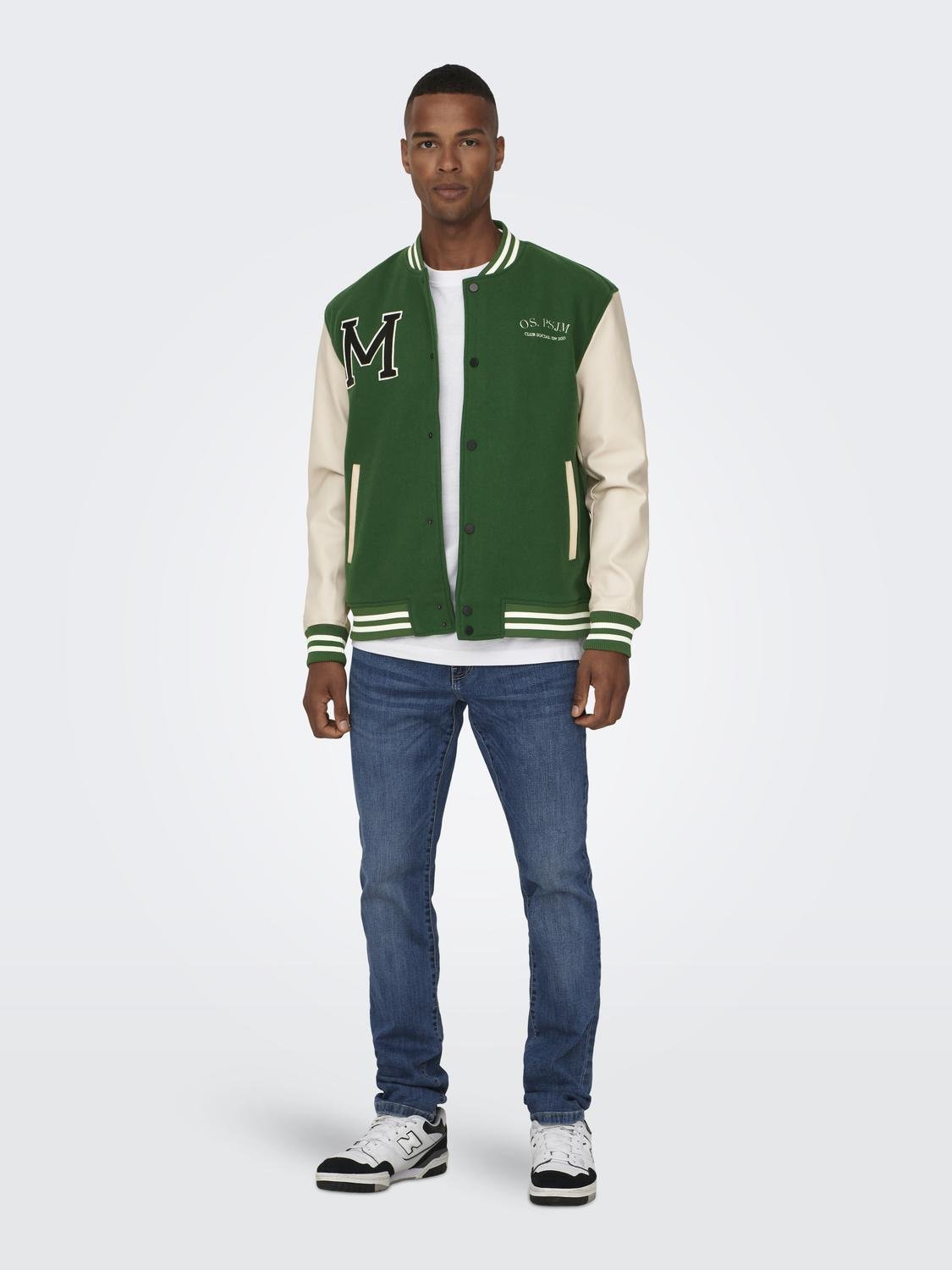ONLY & SONS Bomber jacket with print -Dark Green - 22027533