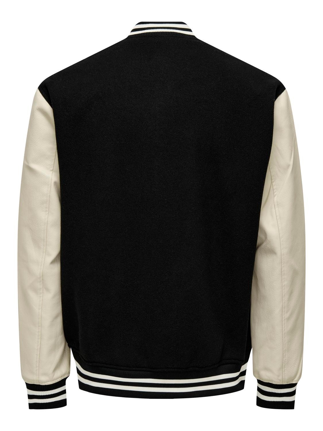 ONLY & SONS Biker collar Ribbed cuffs Jacket -Black - 22027533