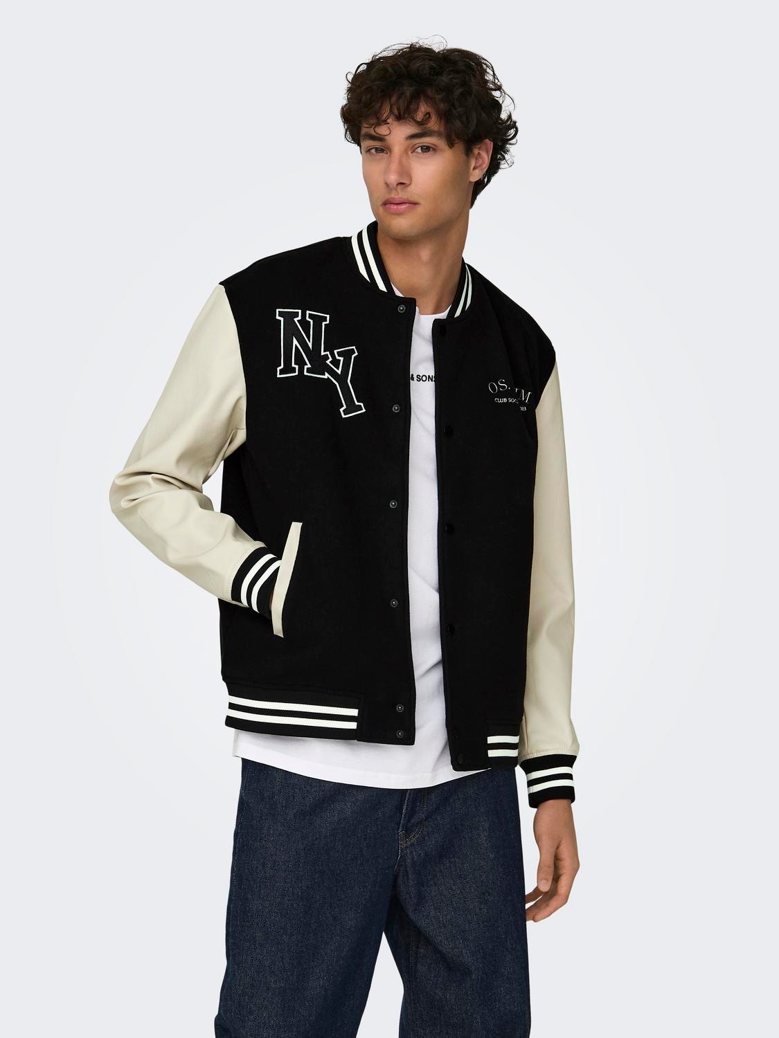 ONLY & SONS Bomber jacket with print -Black - 22027533