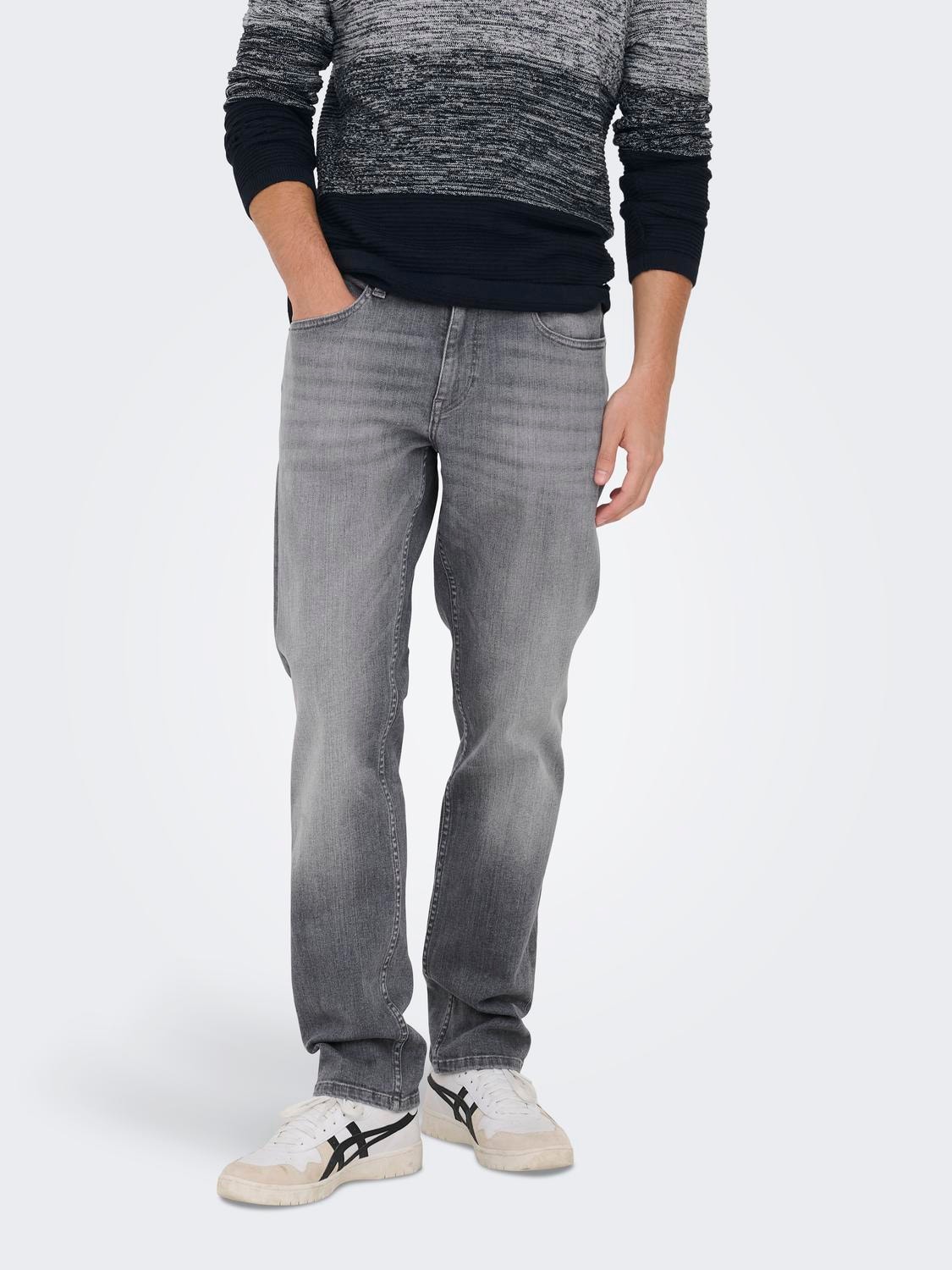 ONLY & SONS Regular Fit Mid waist Jeans -Medium Grey Denim - 22027572