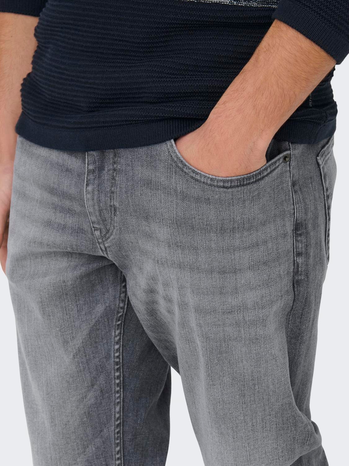 ONLY & SONS Regular Fit Middels høy midje Jeans -Medium Grey Denim - 22027572