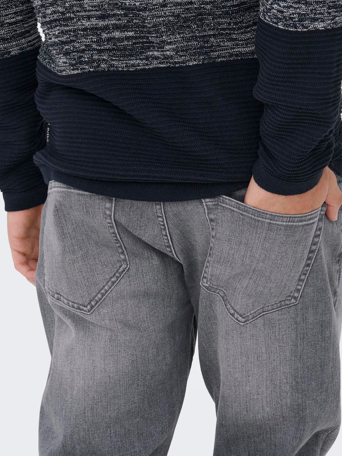ONLY & SONS Regular Fit Middels høy midje Jeans -Medium Grey Denim - 22027572