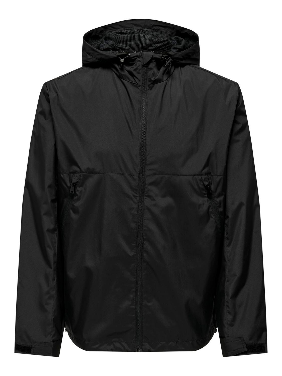 ONLY & SONS Hood with string regulation Jacket -Black - 22027659