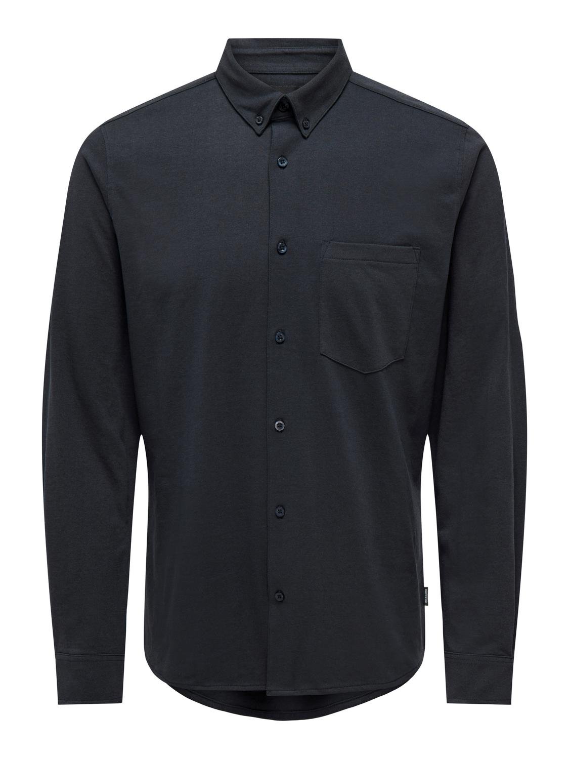 ONLY & SONS Slim Fit Button-down collar Shirt -Dark Navy - 22027665
