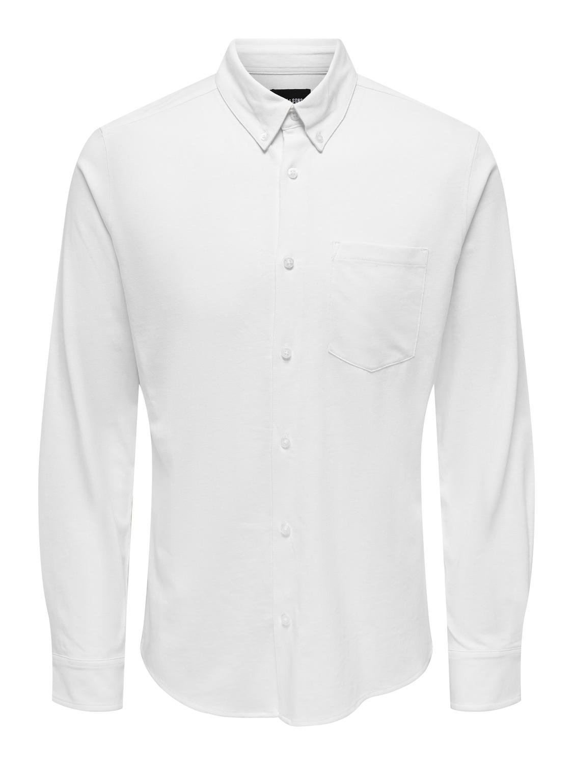 ONLY & SONS Slim Fit Button-Down Kragen Hemd -Bright White - 22027665