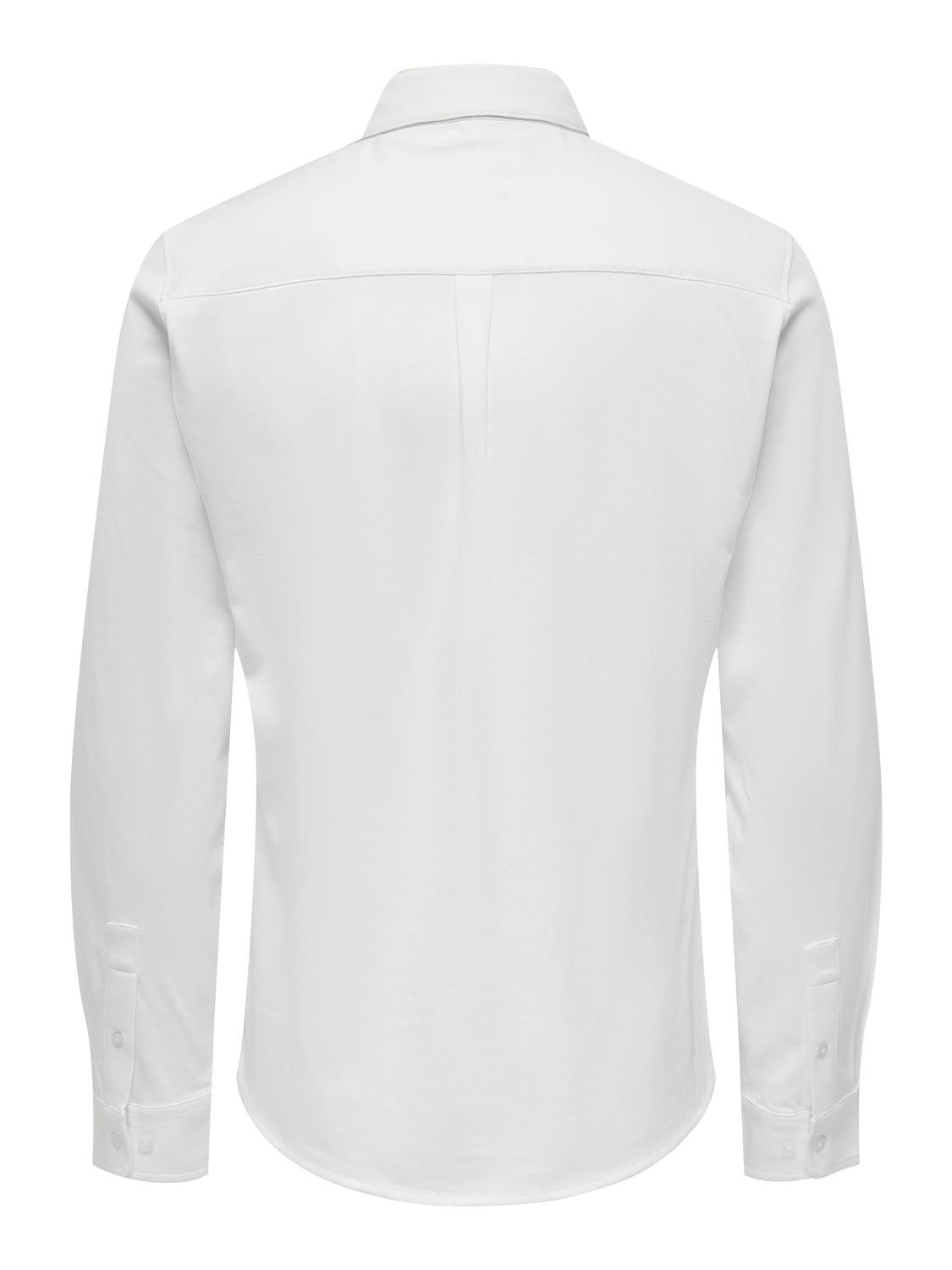 ONLY & SONS Slim Fit Button-Down Kragen Hemd -Bright White - 22027665