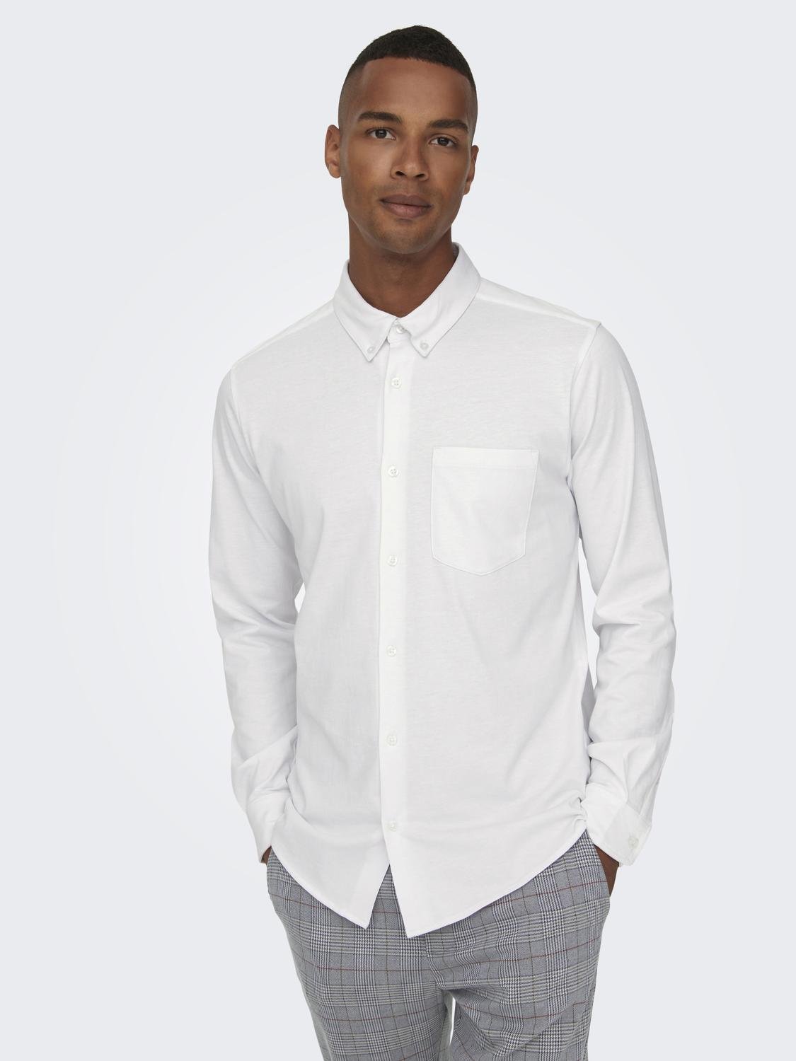 ONLY & SONS Slim Fit Kneppet krage Skjorte -Bright White - 22027665