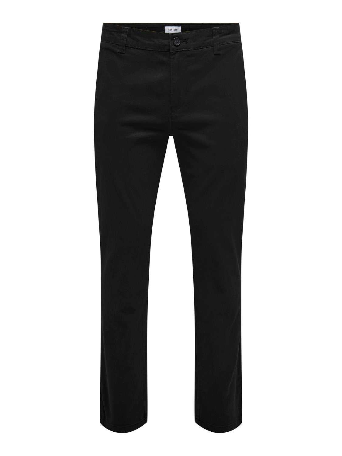 Slim Fit Mid waist Chinos | Black | ONLY & SONS®