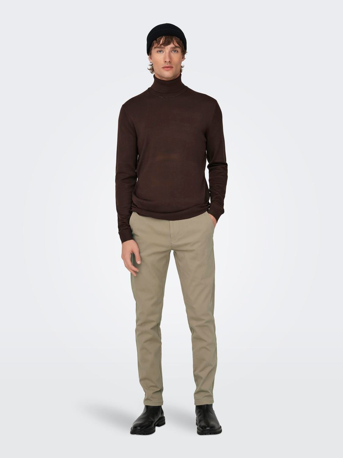 ONLY & SONS Slim Fit Middels høy midje Chinos -Chinchilla - 22027773