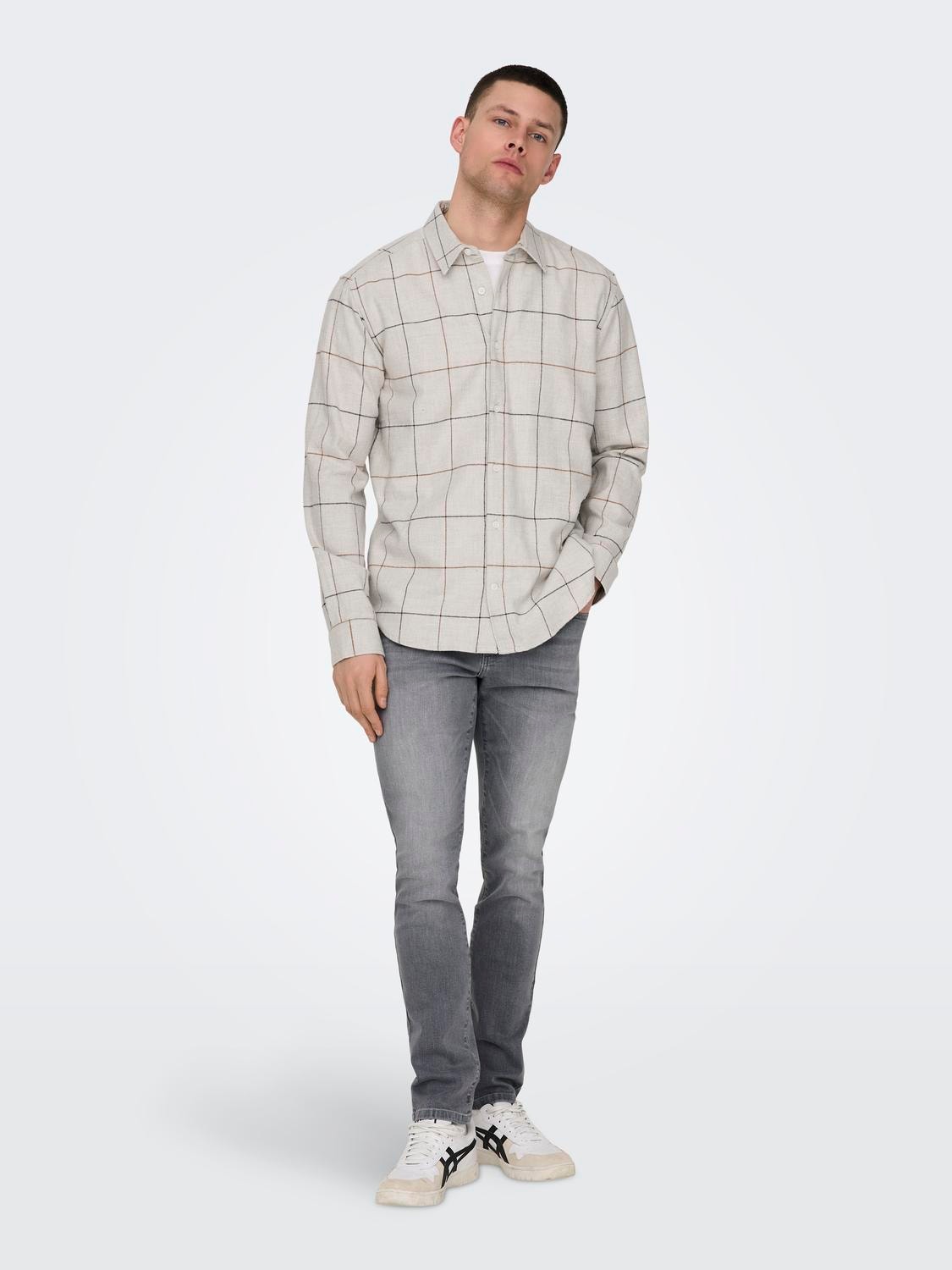 ONLY & SONS Camisas Corte regular Cuello de camisa -Light Grey Melange - 22027786