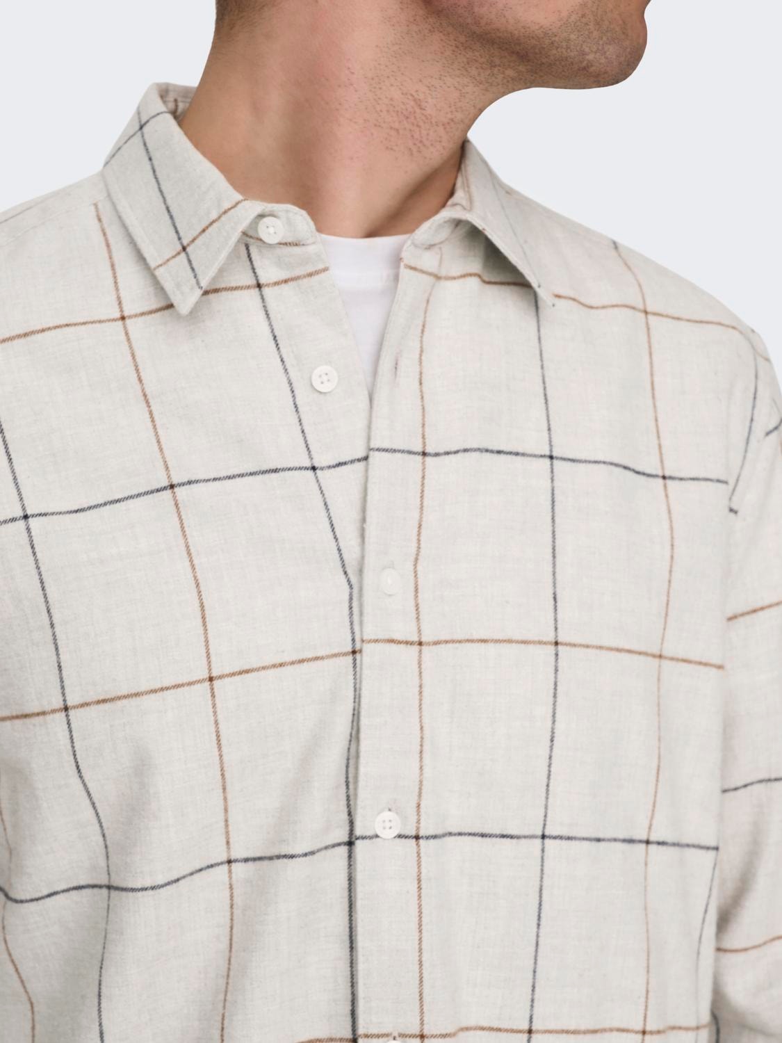 ONLY & SONS Camisas Corte regular Cuello de camisa -Light Grey Melange - 22027786