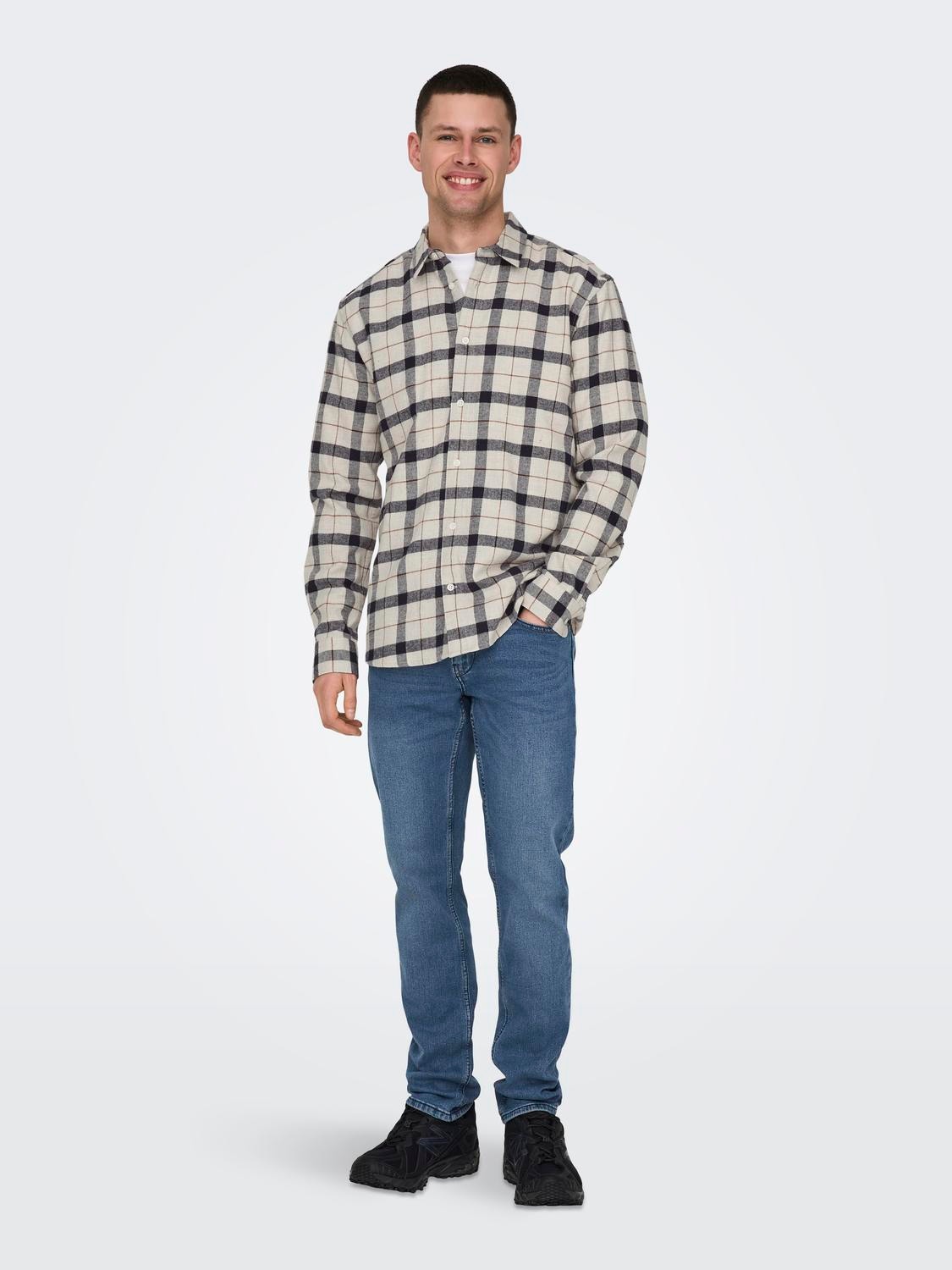 ONLY & SONS Regular Fit Skjortekrage Skjorte -Light Grey Melange - 22027786