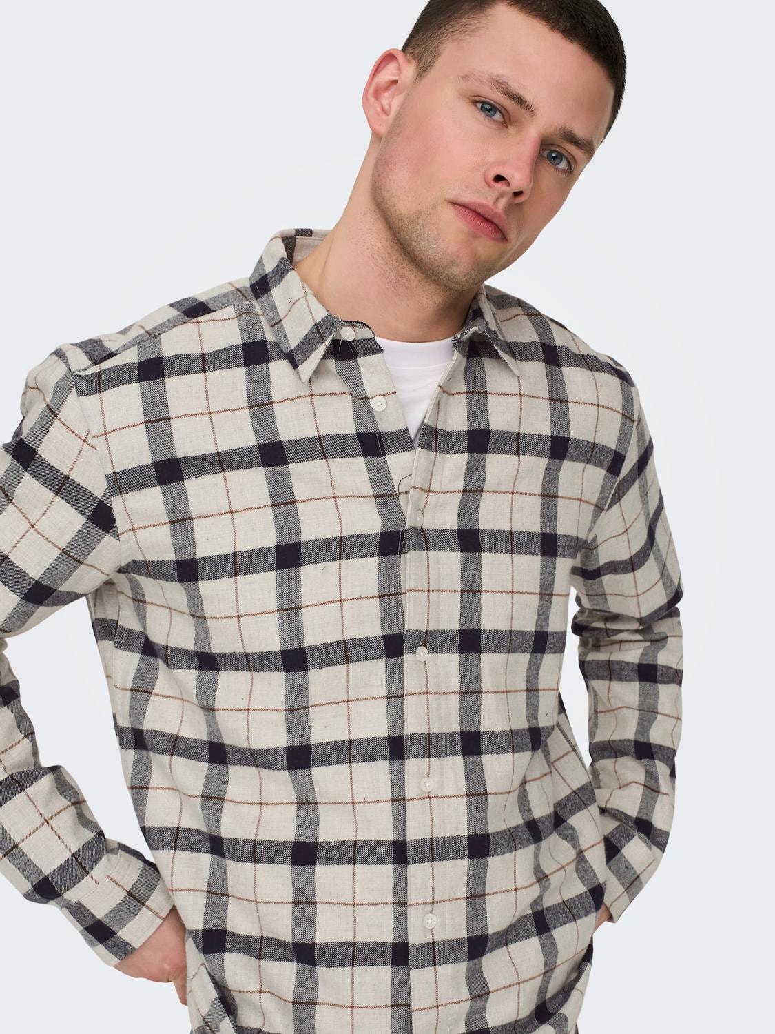 ONLY & SONS Regular Fit Shirt collar Shirt -Light Grey Melange - 22027786