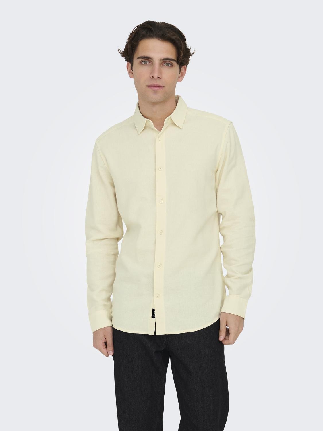 ONLY & SONS Regular Fit Shirt collar Shirt -Antique White - 22027786
