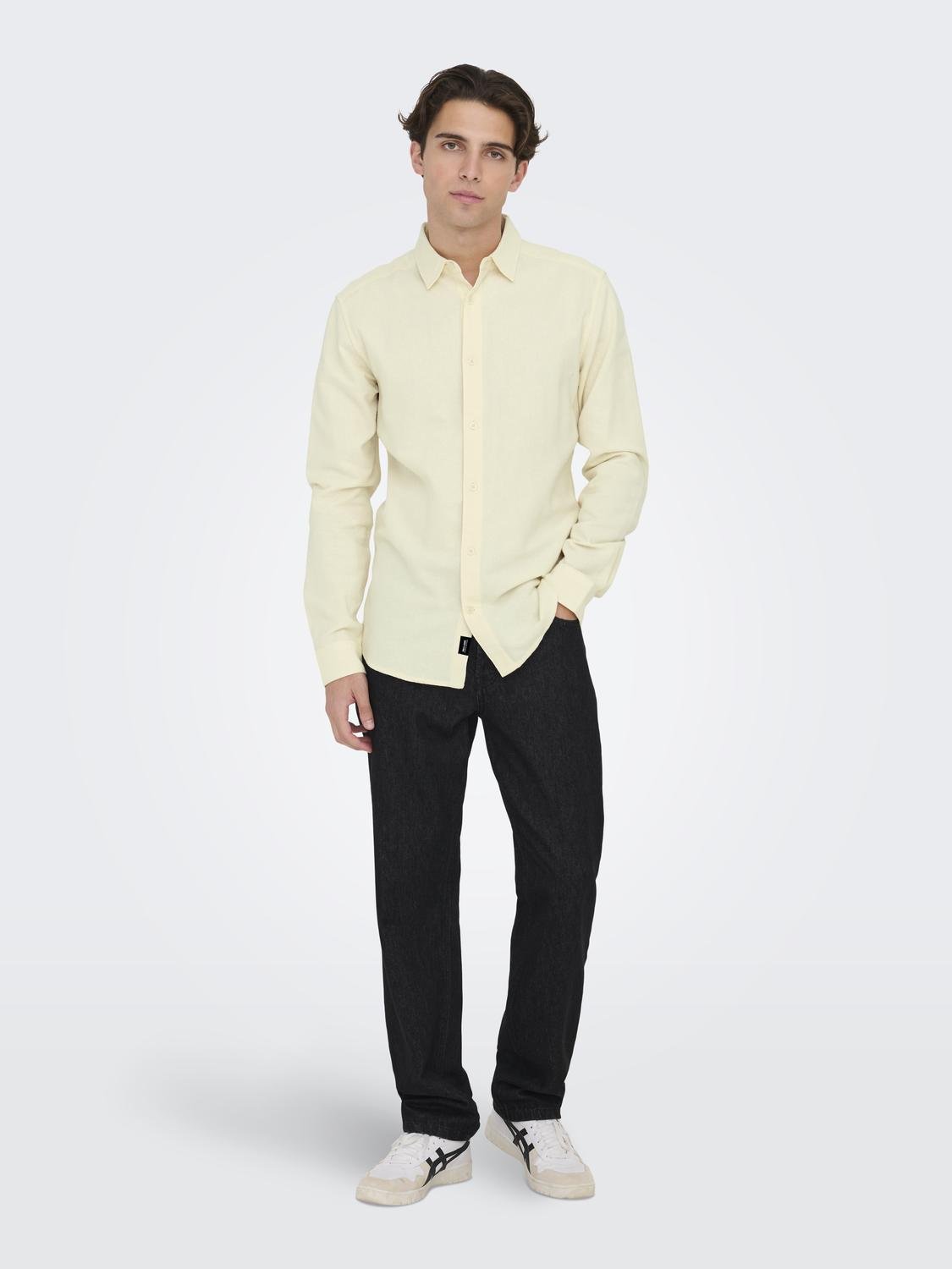 ONLY & SONS Regular Fit Shirt collar Shirt -Antique White - 22027786