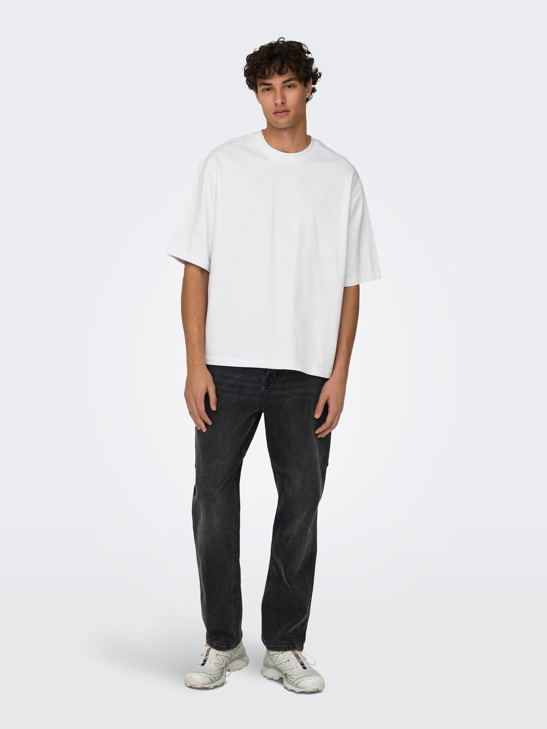 ONLY & SONS Oversized Fit O-hals T-skjorte -Bright White - 22027787