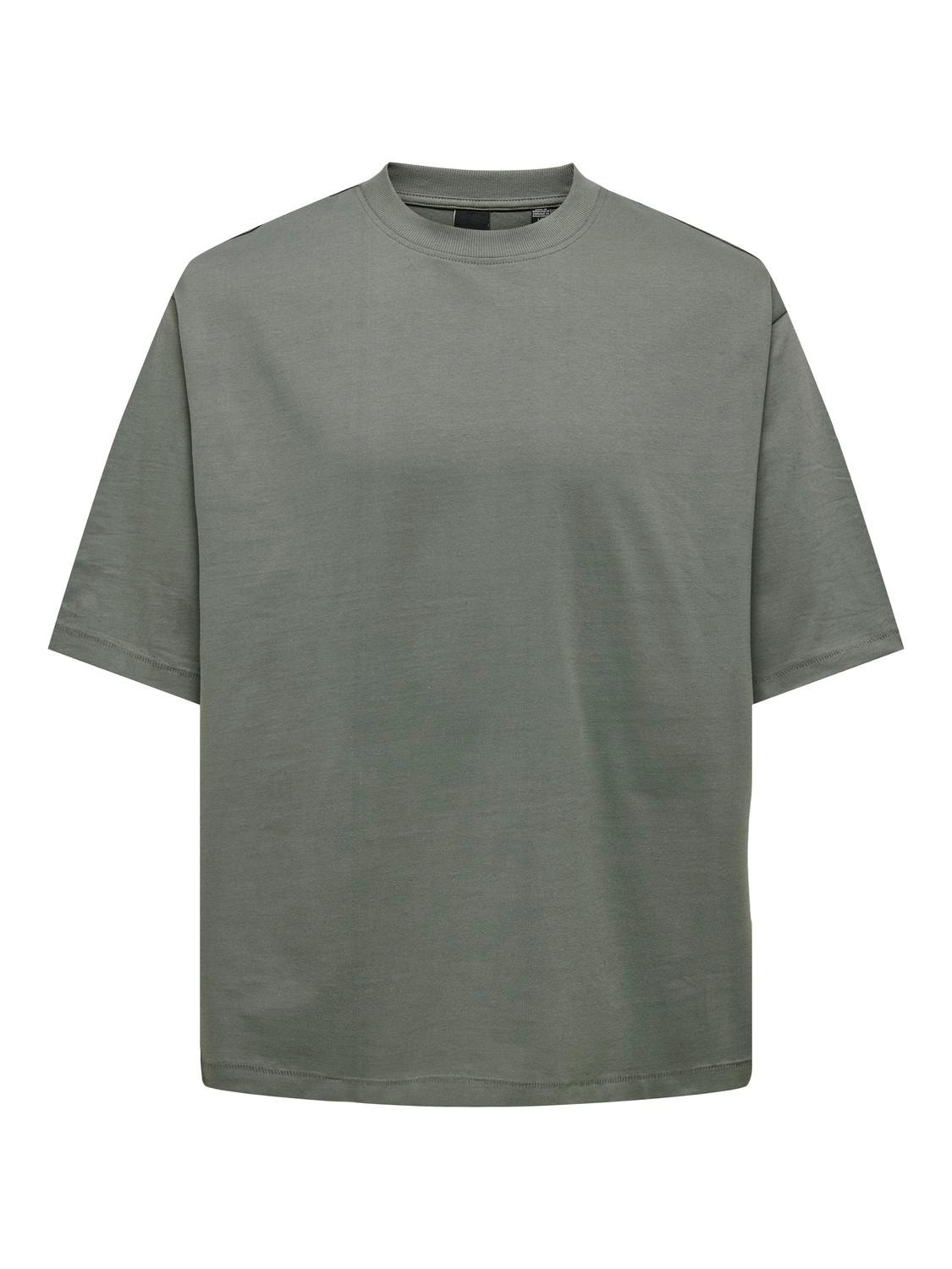 ONLY & SONS T-shirts Oversize Fit Col rond -Castor Gray - 22027787