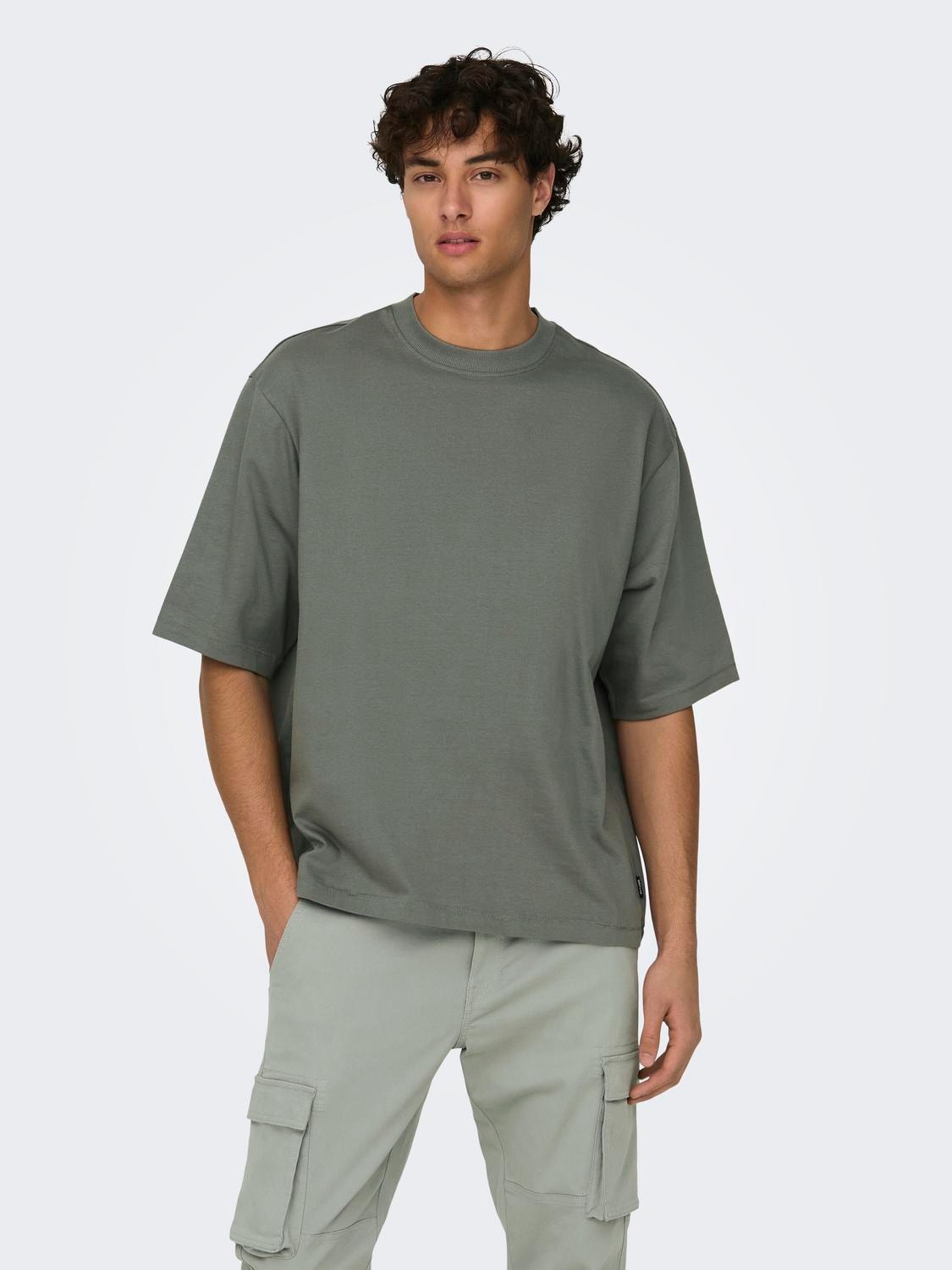 ONLY & SONS Locker geschnitten Rundhals T-Shirt -Castor Gray - 22027787