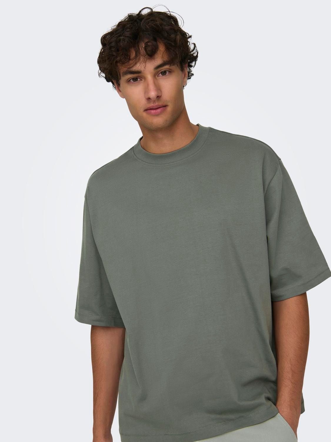 ONLY & SONS Locker geschnitten Rundhals T-Shirt -Castor Gray - 22027787